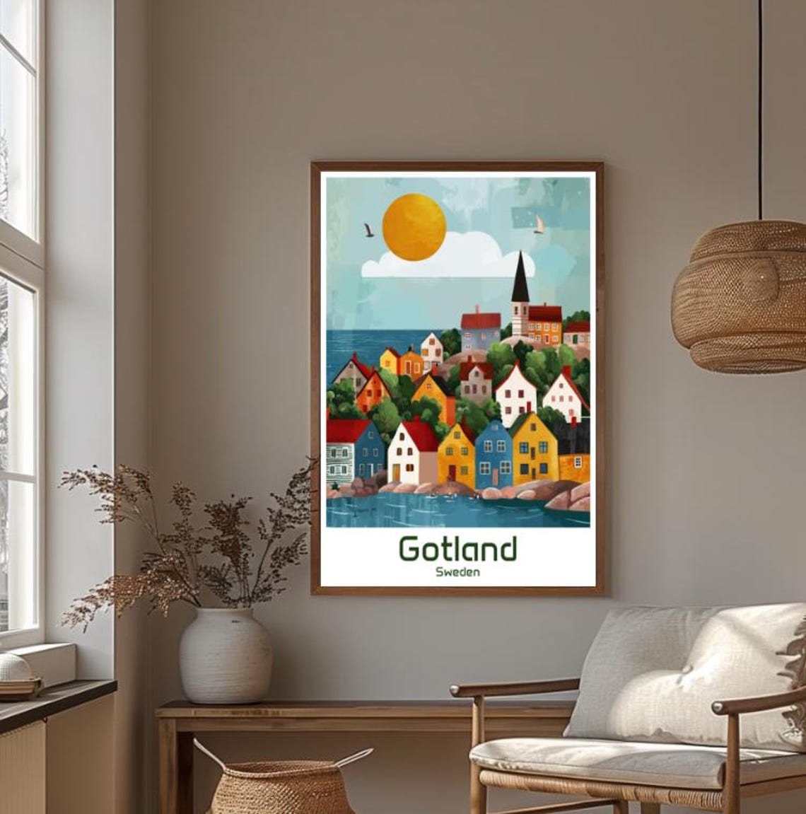 Gotland Sweden Colorful Harbor Village Baltic Island Travel Poster - Image 4