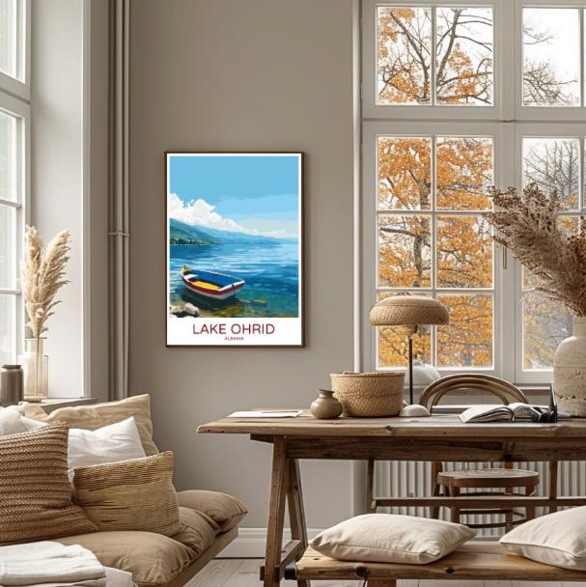 Lake Ohrid Albania Travel Poster Scenic Lake Mountain Landscape Wall Art Albanian Nature Print Travel Gift European Decor Wall Art - Image 4