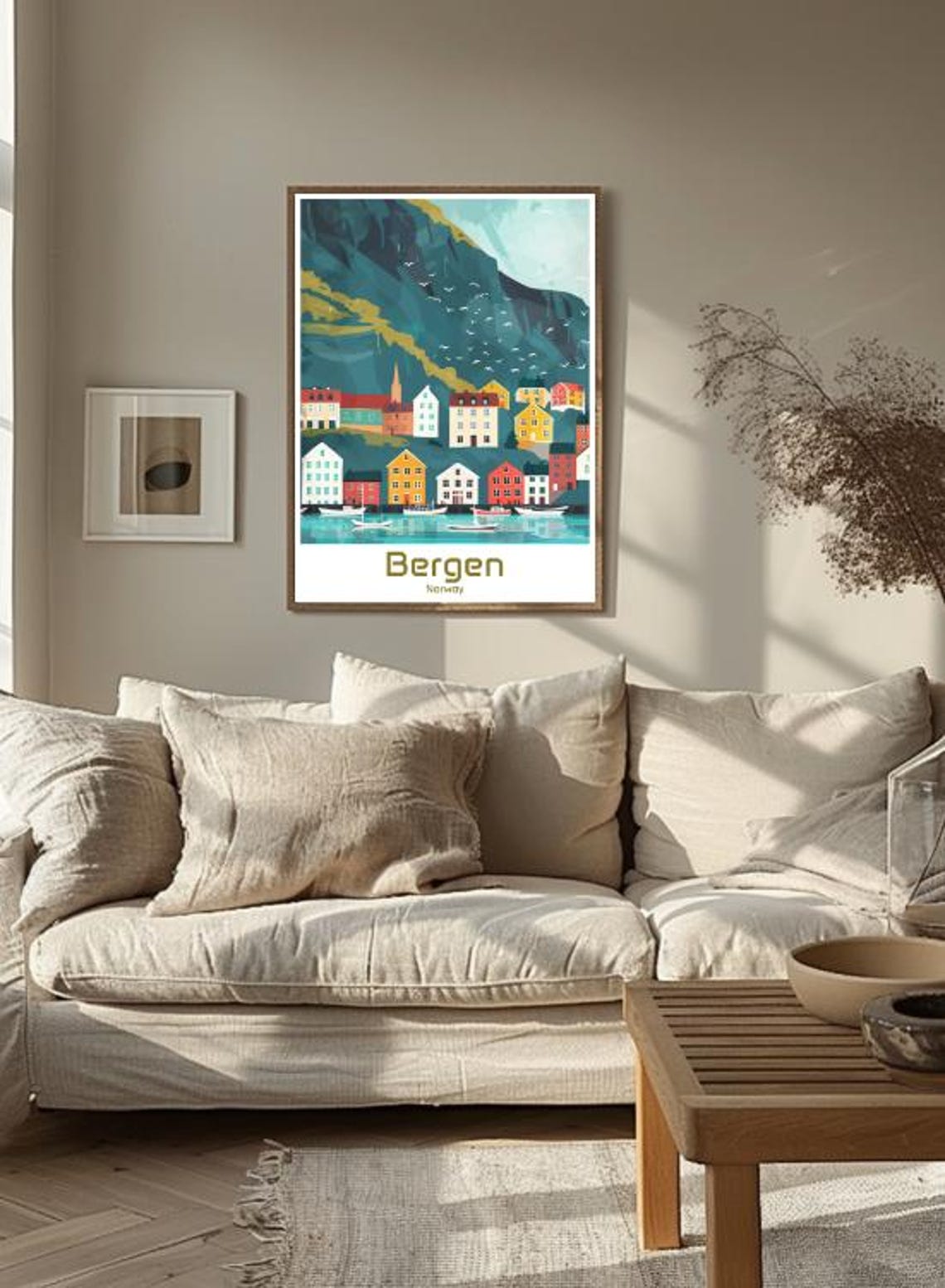Bergen Norway Bryggen Colorful Waterfront Harbor Gulls Poster - Image 3