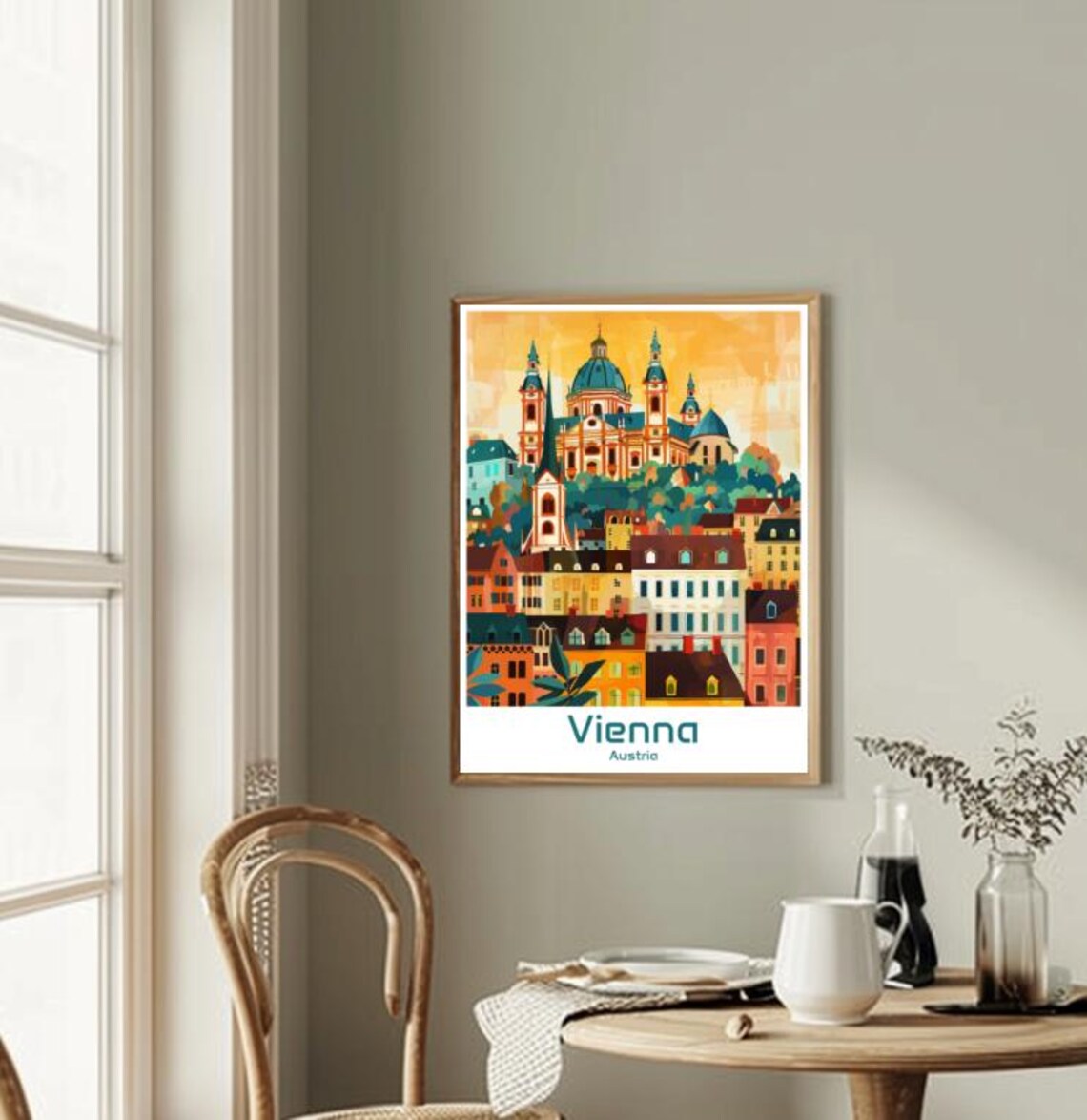 Vienna Austria Imperial Old Town Domed Church Skyline Travel Poster - Image 2
