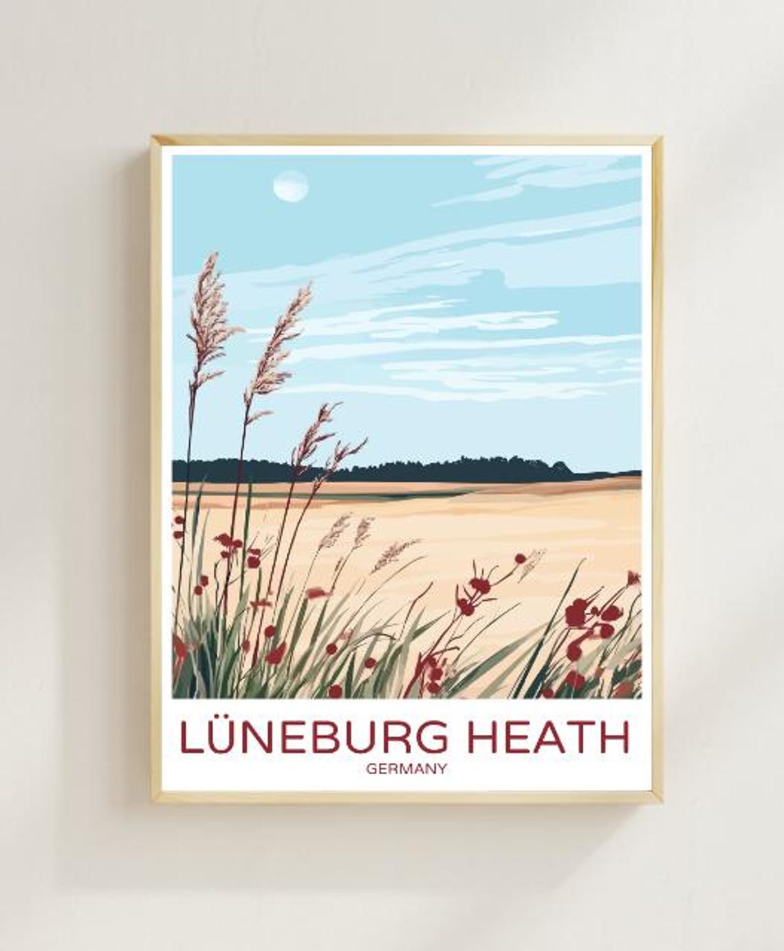 Luneburg Heath Germany Blooming Heather Landscape Travel Poster