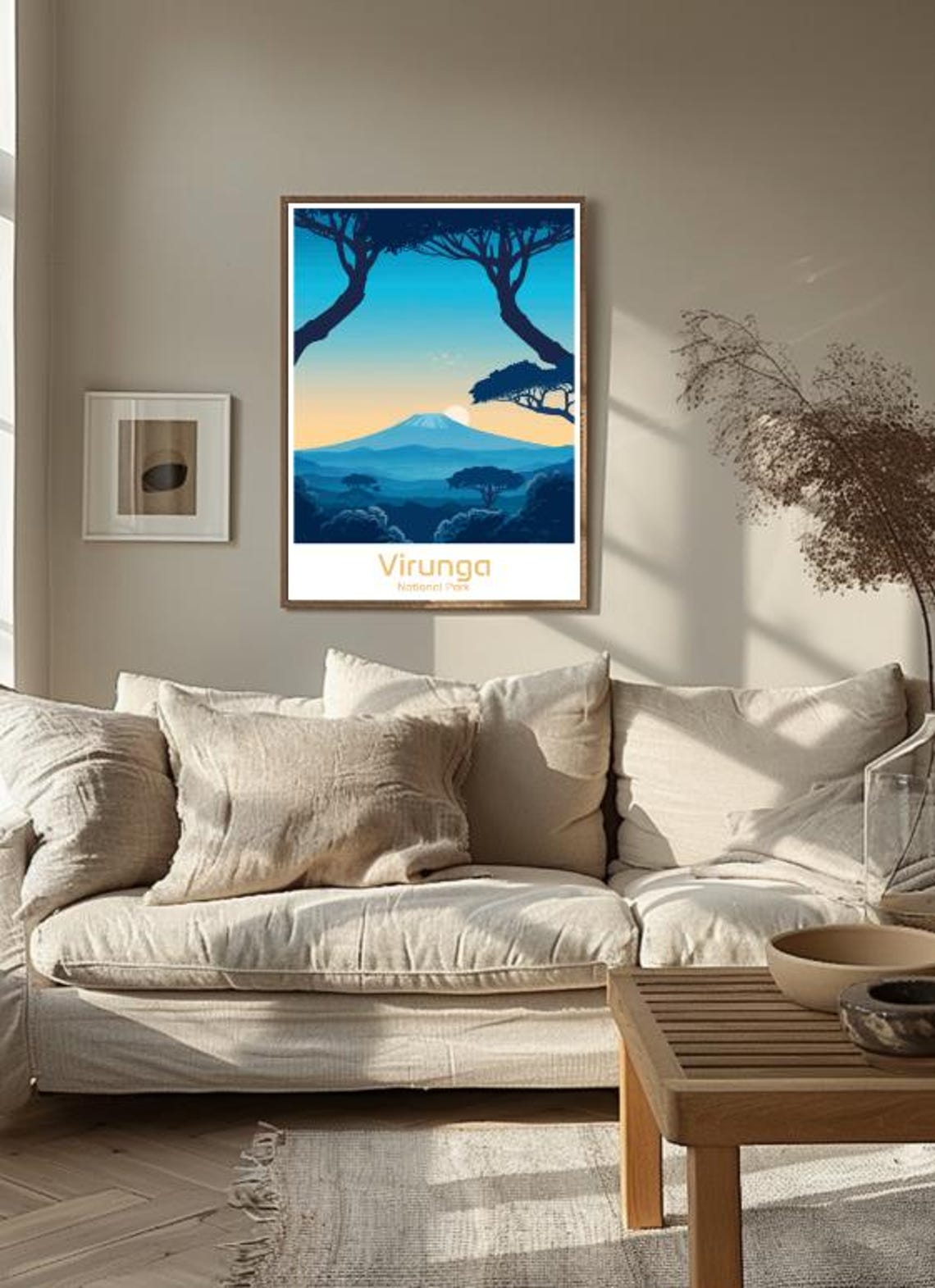 Virunga National Park Volcano Sunset Silhouette Jungle Art Poster - Image 3