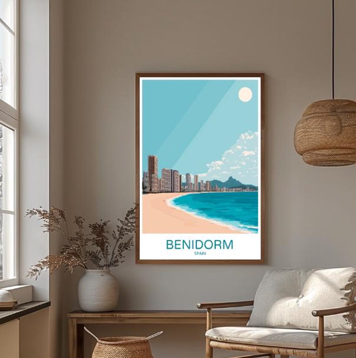 Benidorm Spain Beachfront City Skyline Mediterranean Travel Poster - Image 3