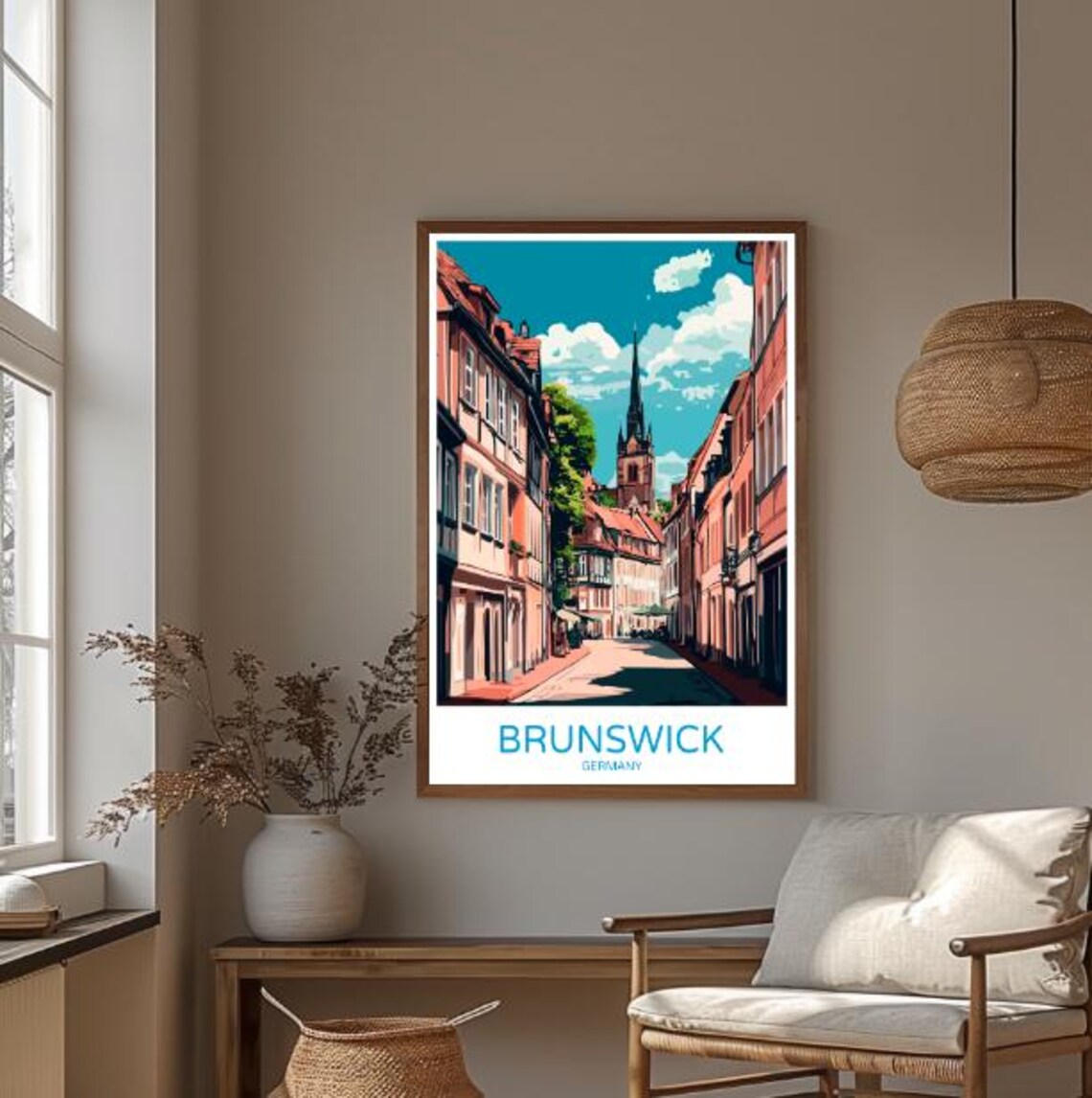 Brunswick Germany Historic Old Town Street Vintage Travel Poster - Image 3