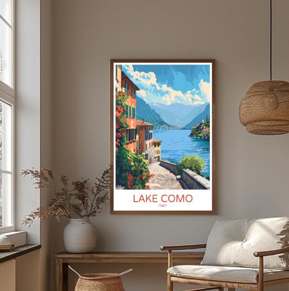 Lake Como Italy Travel Poster Italian Riviera Wall Art Scenic Lakeside Print Italian Landscape Artwork Vintage Travel Poster - Image 3