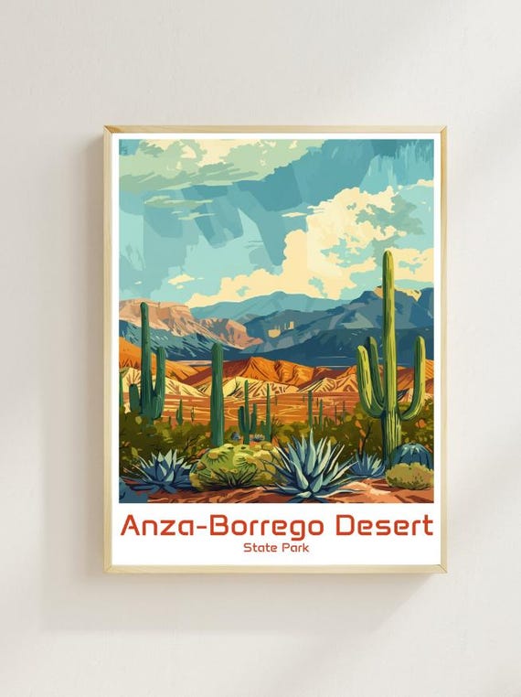 Anza Borrego Desert State Park Saguaro Cactus Sunset Scenic Poster