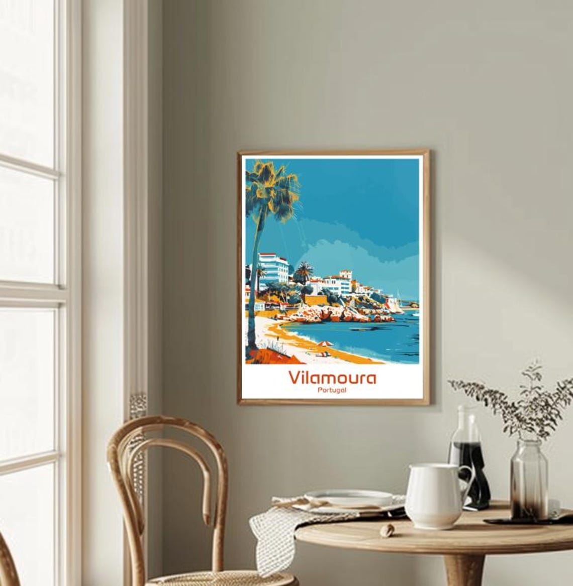 Vilamoura Portugal Marina Beach Cliffs Vintage Travel Poster - Image 2