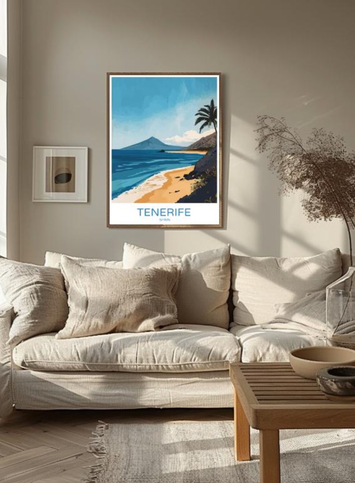 Tenerife Spain Volcanic Peak Golden Beach Island Scene Poster - Image 3