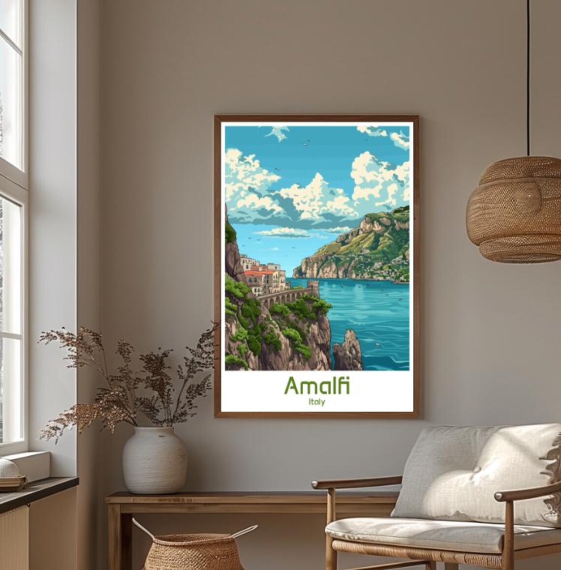Amalfi Italy Cliffside Village Turquoise Coastline View Poster - Image 4