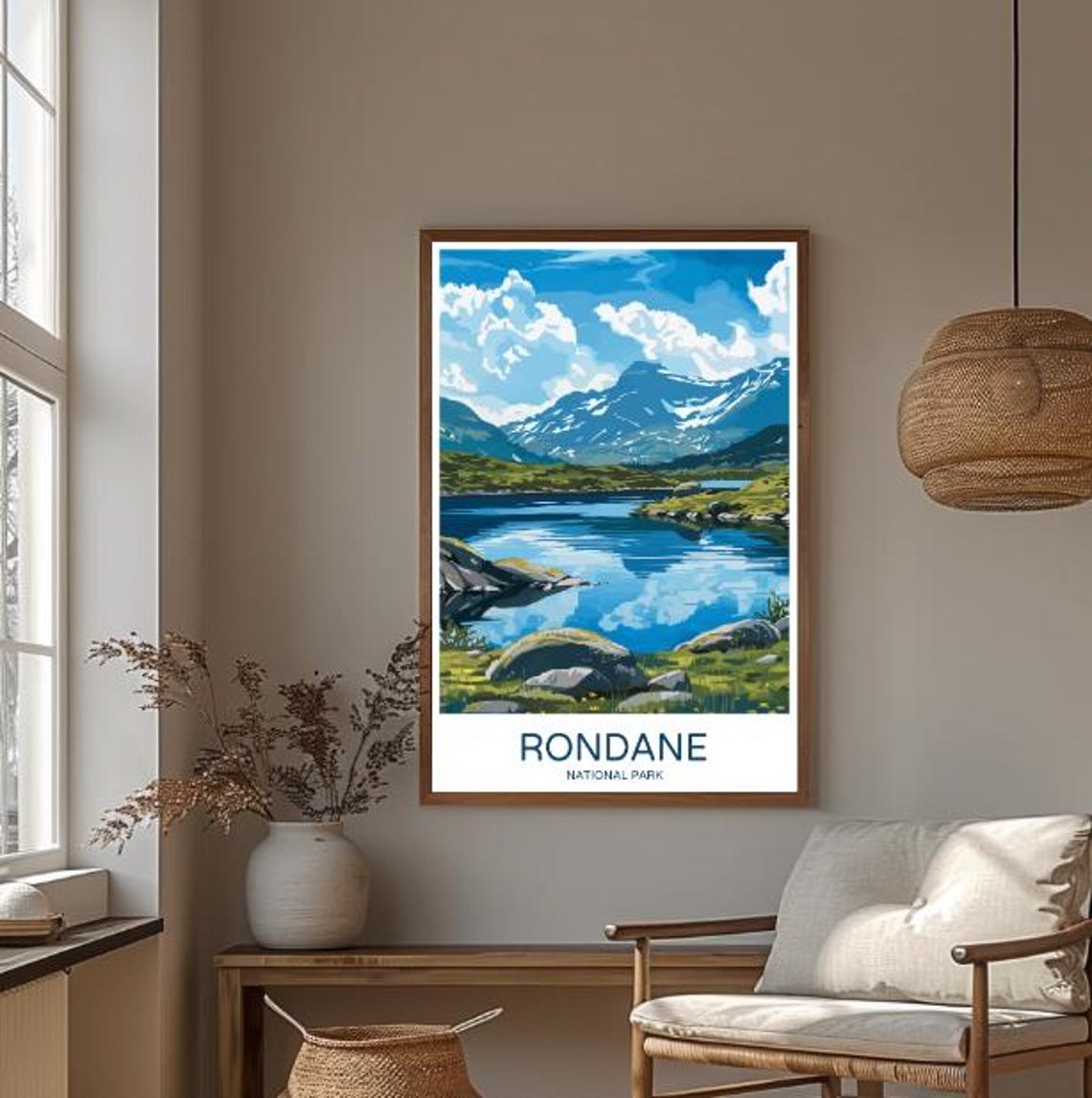 Rondane National Park Norway Mirror Lake Poster With Snowy Mountains - Image 3