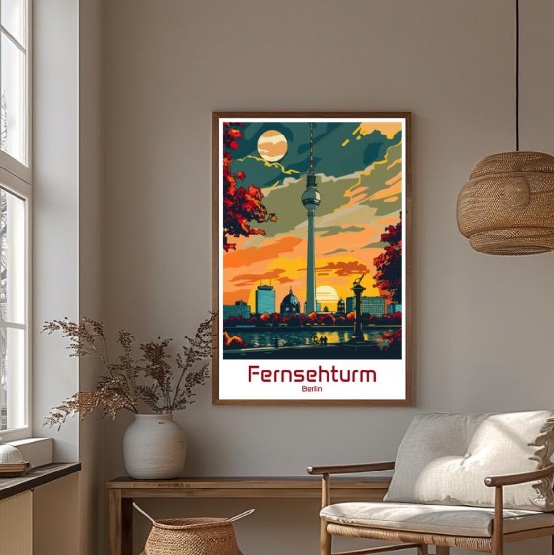 Fernsehturm Berlin Autumn Sunset River Skyline Tower View Poster - Image 4