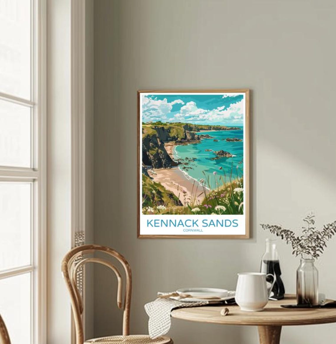 Kennack Sands Cornwall Rocky Cove Beach Coastal Scene Poster - Image 2