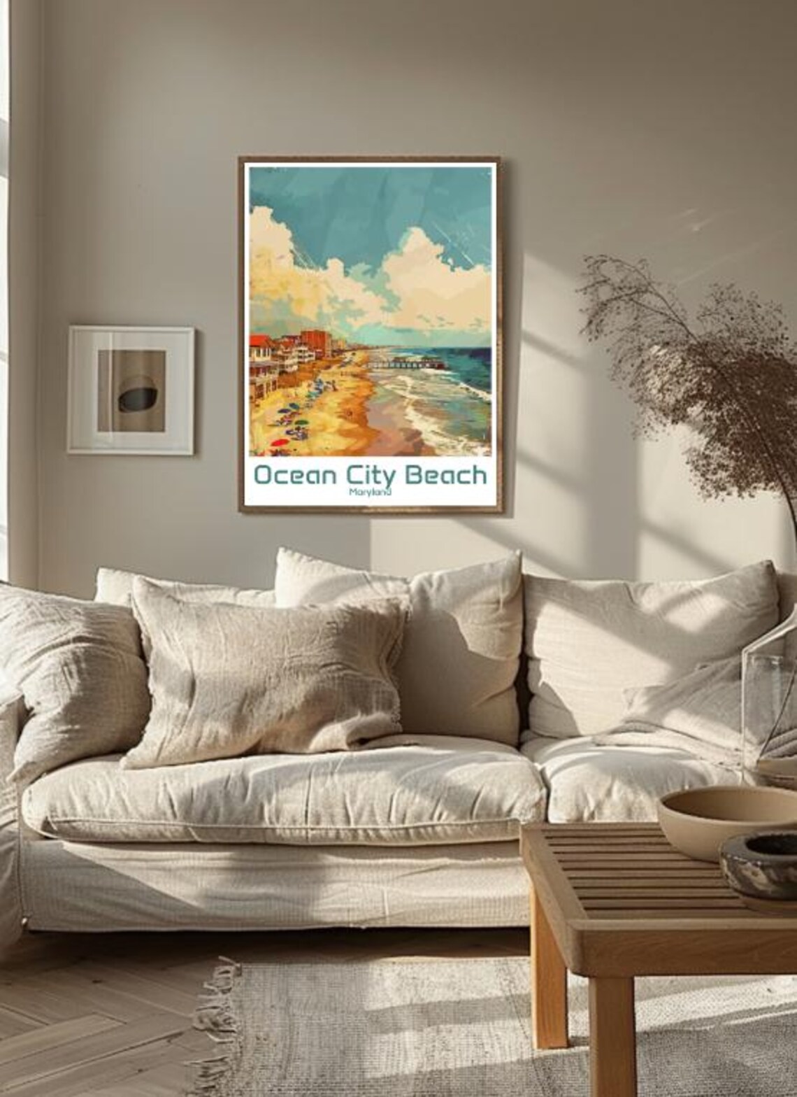 Ocean City Beach Maryland Vintage Beachfront Illustration Poster - Image 3
