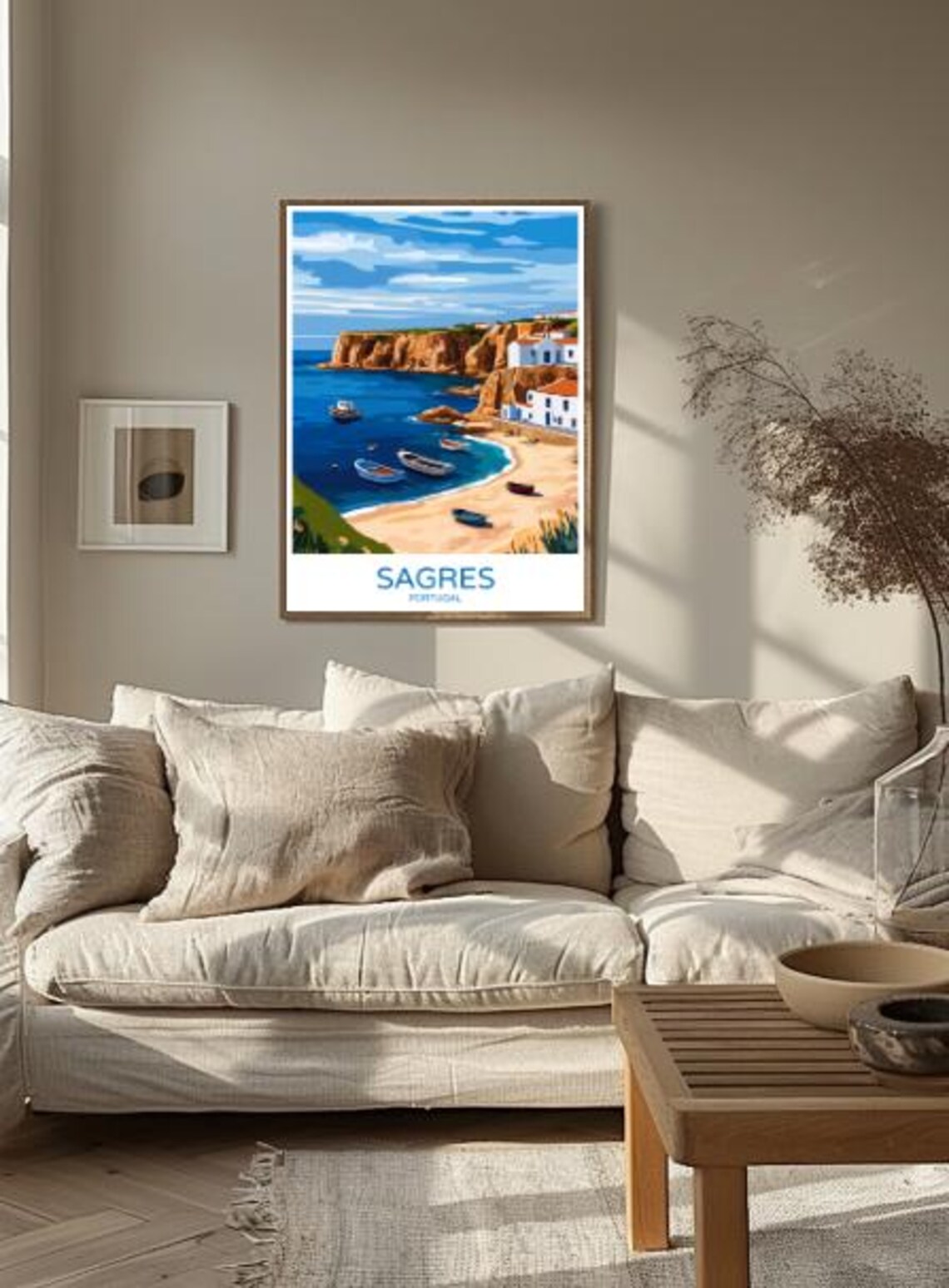 Sagres Portugal Cliffside Beach Fishing Boats Algarve Coast Poster - Image 2