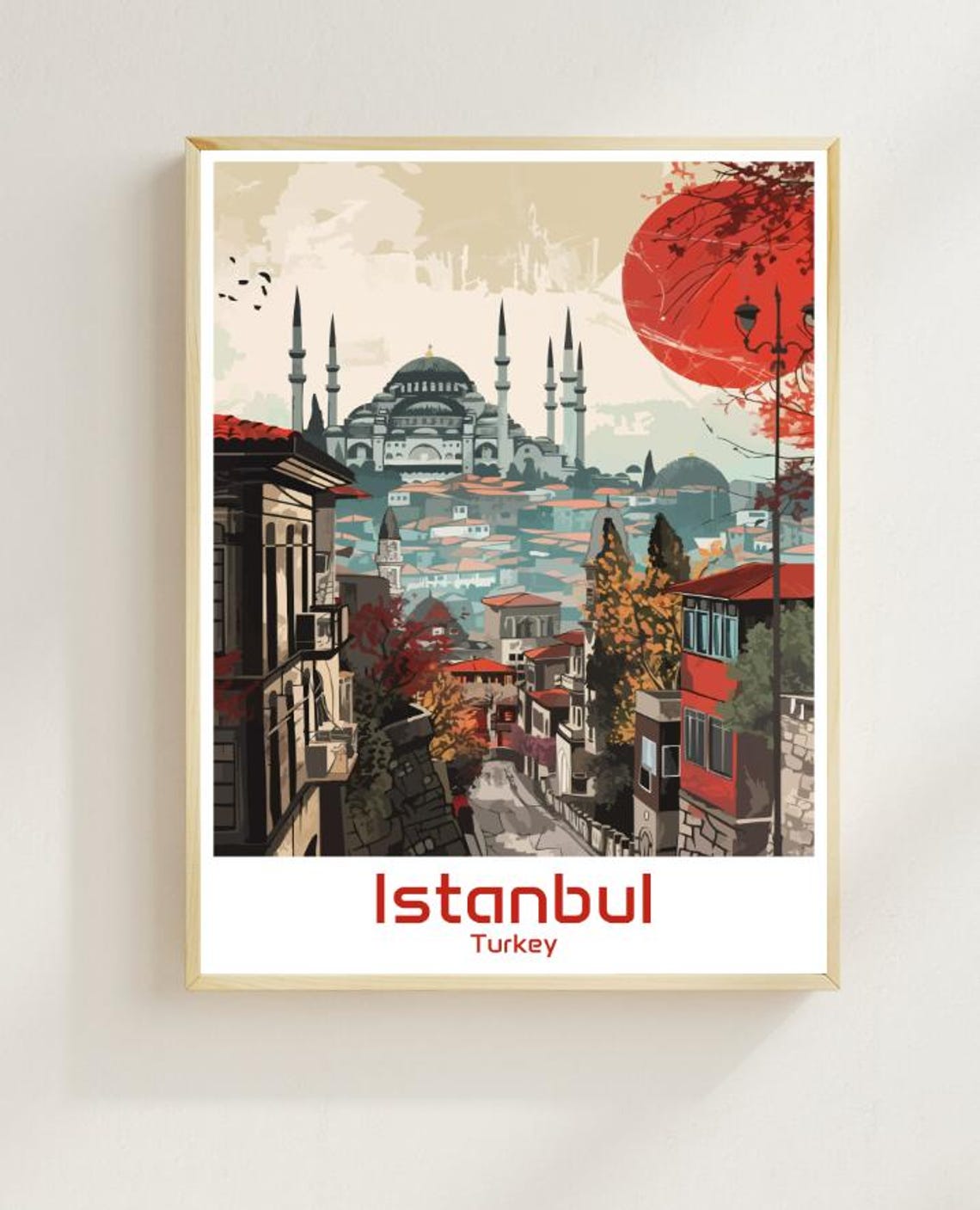 Istanbul Turkey Blue Mosque And Old Town Street At Sunset Poster