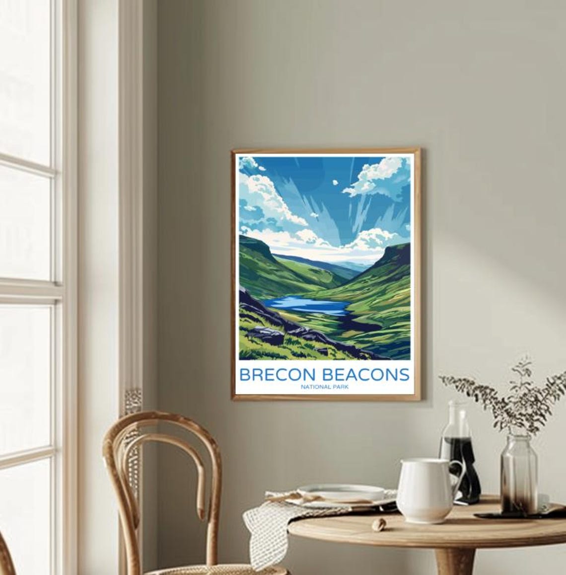 Brecon Beacons National Park Green Valley Colorful Travel Poster - Image 2