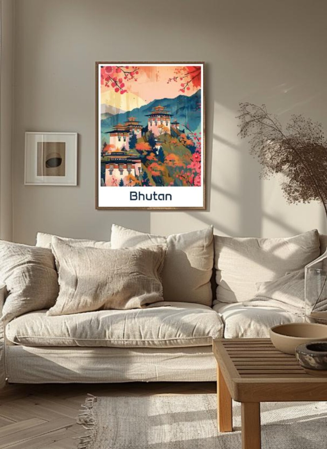 Bhutan Himalayan Dzong Fortresses Among Autumn Mountains Poster - Image 3