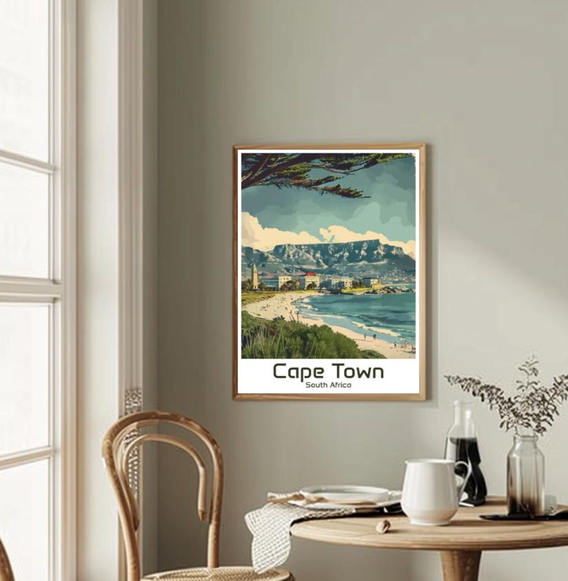 Cape Town South Africa Table Mountain Beach And City Skyline Poster - Image 2