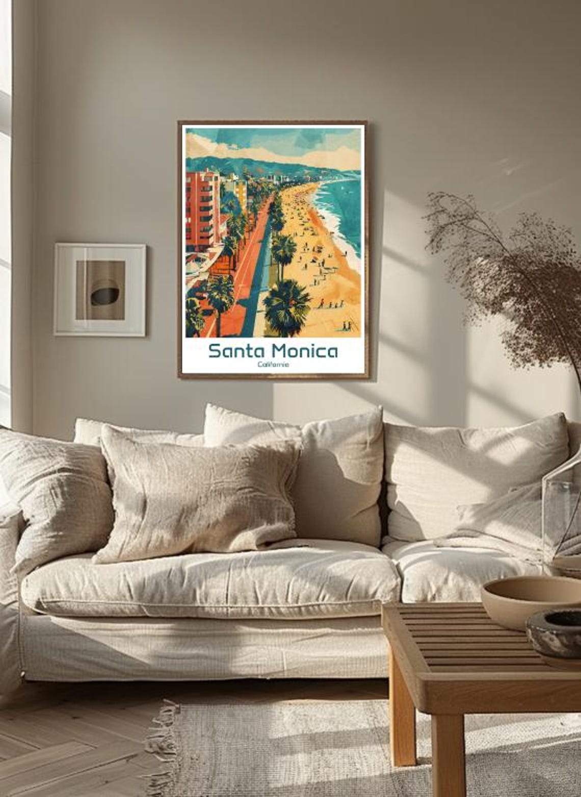 Santa Monica California Beach Palm Lined Boulevard View Poster - Image 3