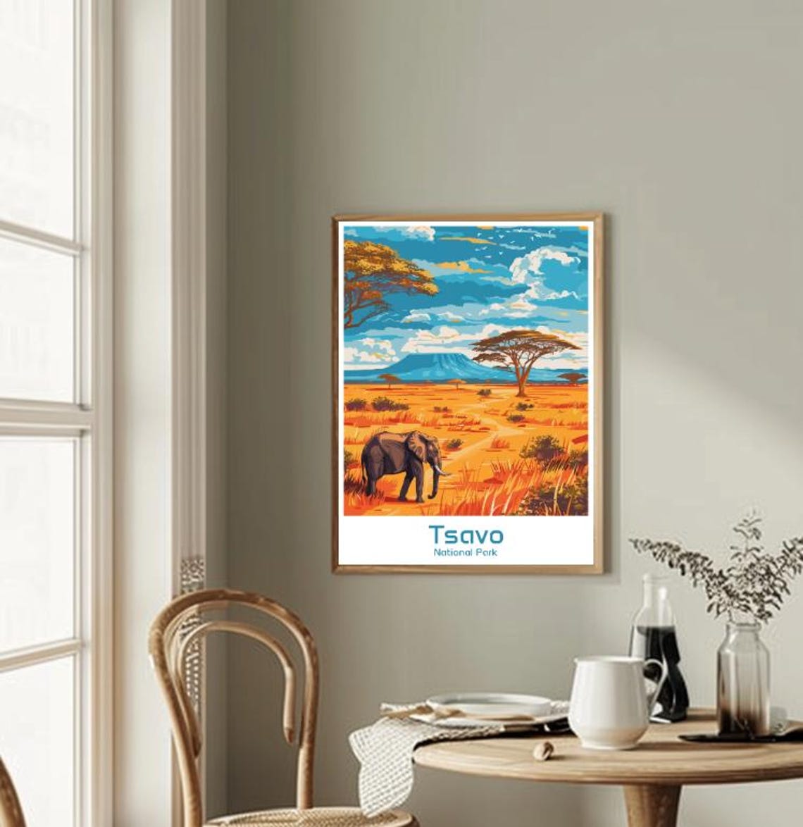 Tsavo National Park Travel Posterkenya Wildlife Wall Art Elephant Safari Landscape Print African Nature Decor Africa Travel Gift - Image 2