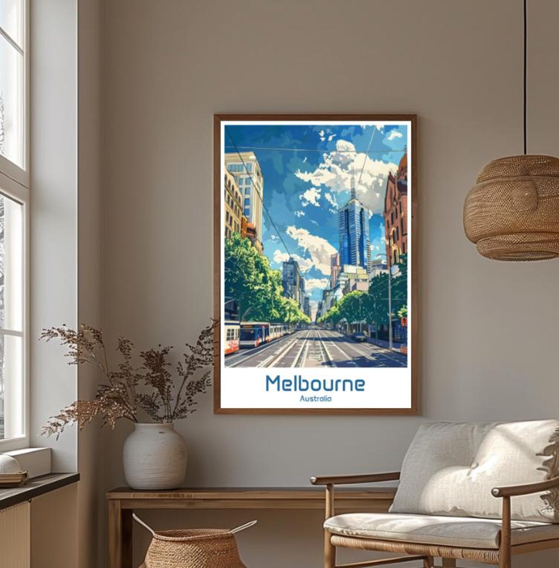 Melbourne Australia Classic Tram Street Skyline Retro Travel Poster - Image 4