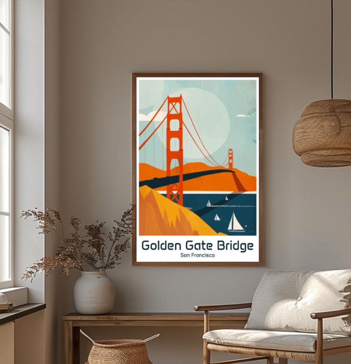 Golden Gate Bridge San Francisco Sunset Sailboats Iconic Poster - Image 4