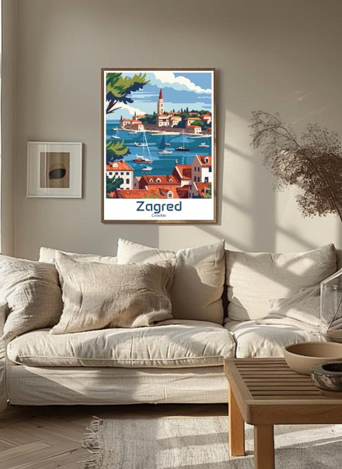 Zagreb Croatia Adriatic Harbor Sailboat Skyline Travel Art Poster - Image 3
