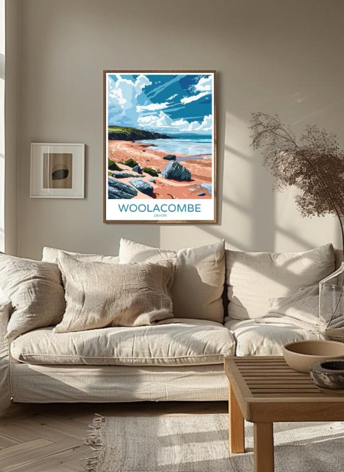 Woolacombe Devon Sandy Beach Rocky Shore Seaside View Poster - Image 3
