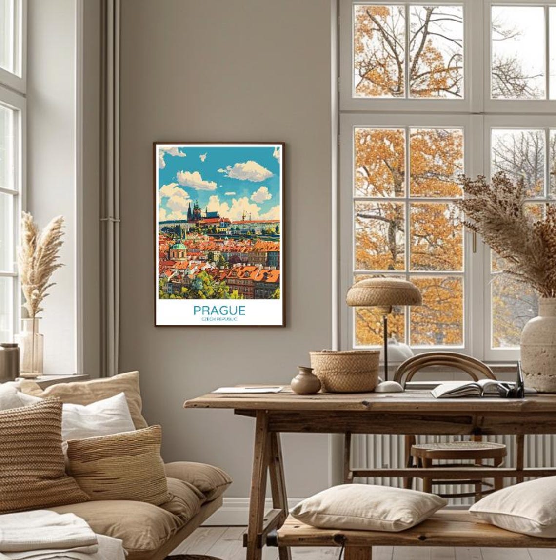 Prague Castle Old Town Red Rooftops Czech Republic Travel Poster - Image 4