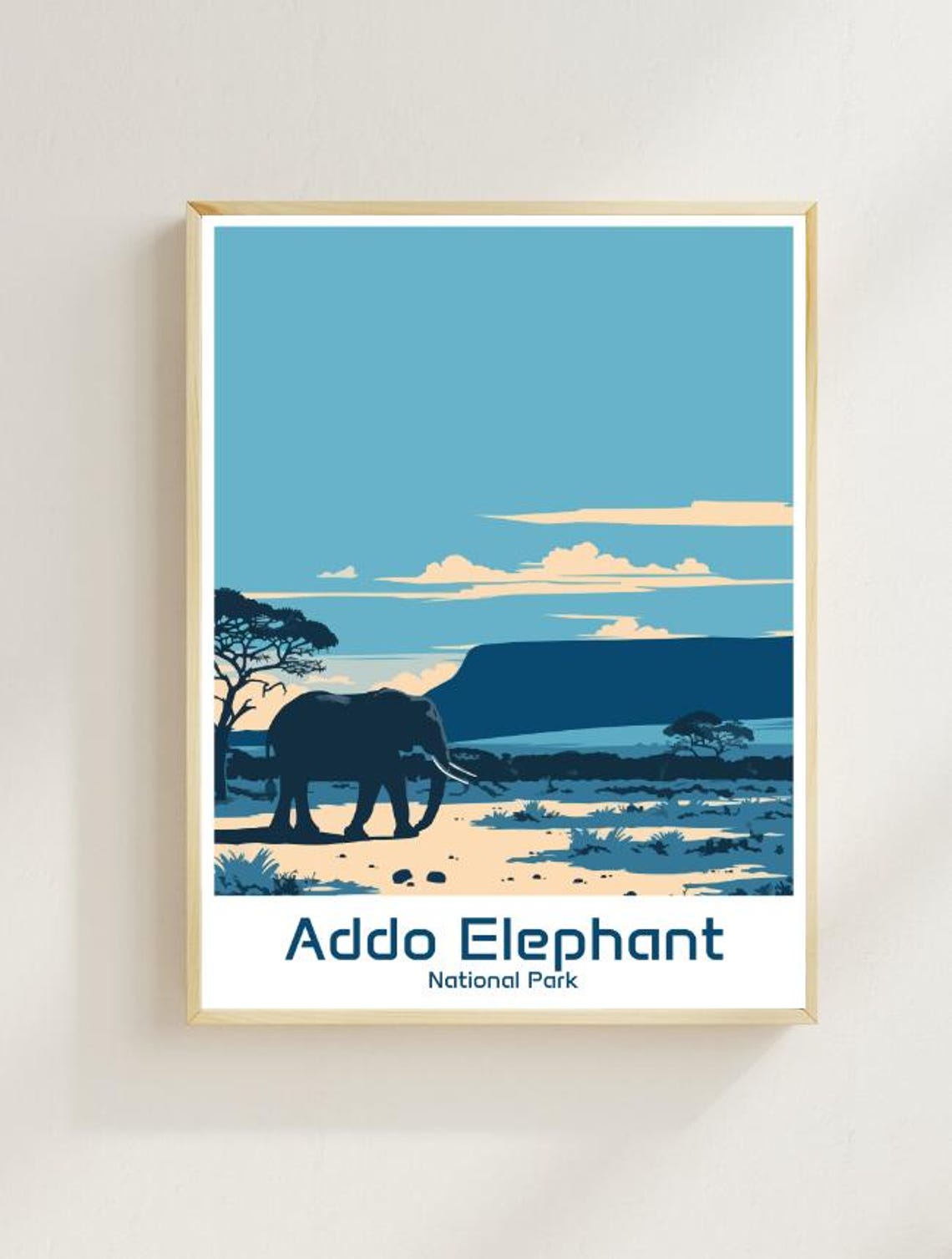 Addo Elephant National Park Elephant Safari Vintage Travel Poster