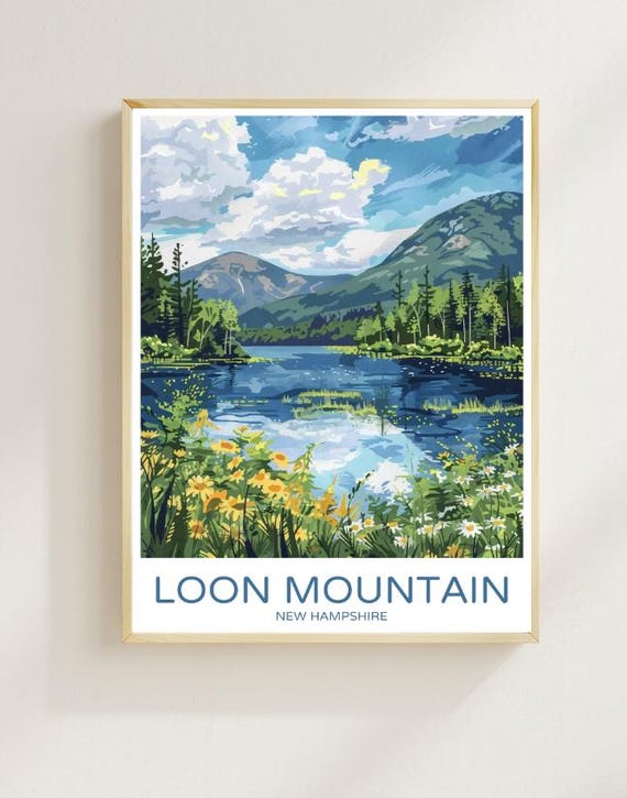 Loon Mountain Travel Poster Stunning New Hampshire Ski Resort Wall Art Scenic Mountain Landscape Print Outdoor Adventure Decor