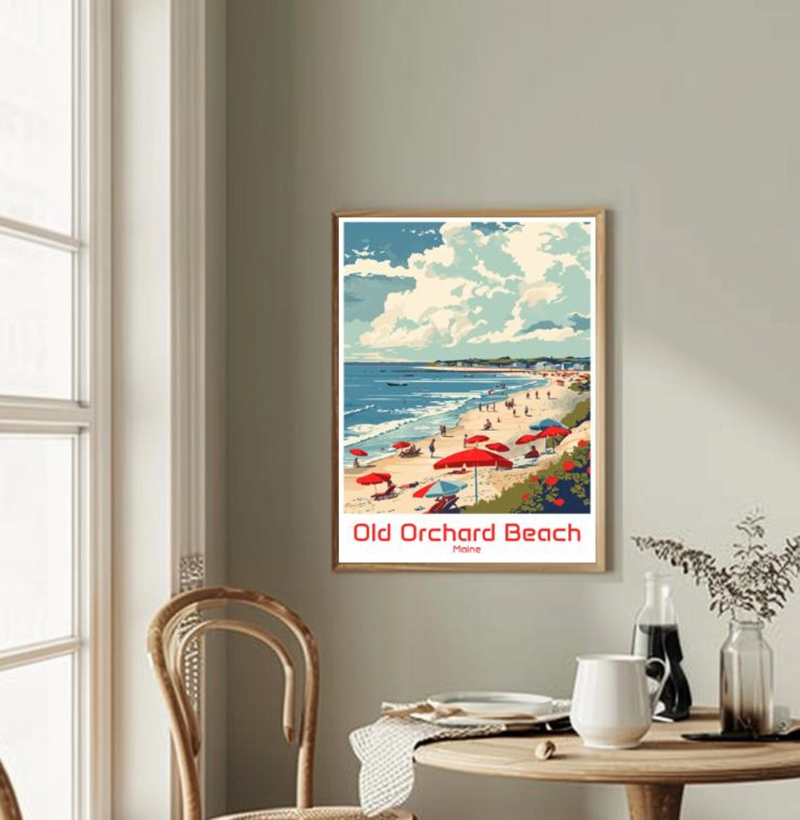 Old Orchard Beach Maine Vintage Beach Umbrellas Travel Poster - Image 2