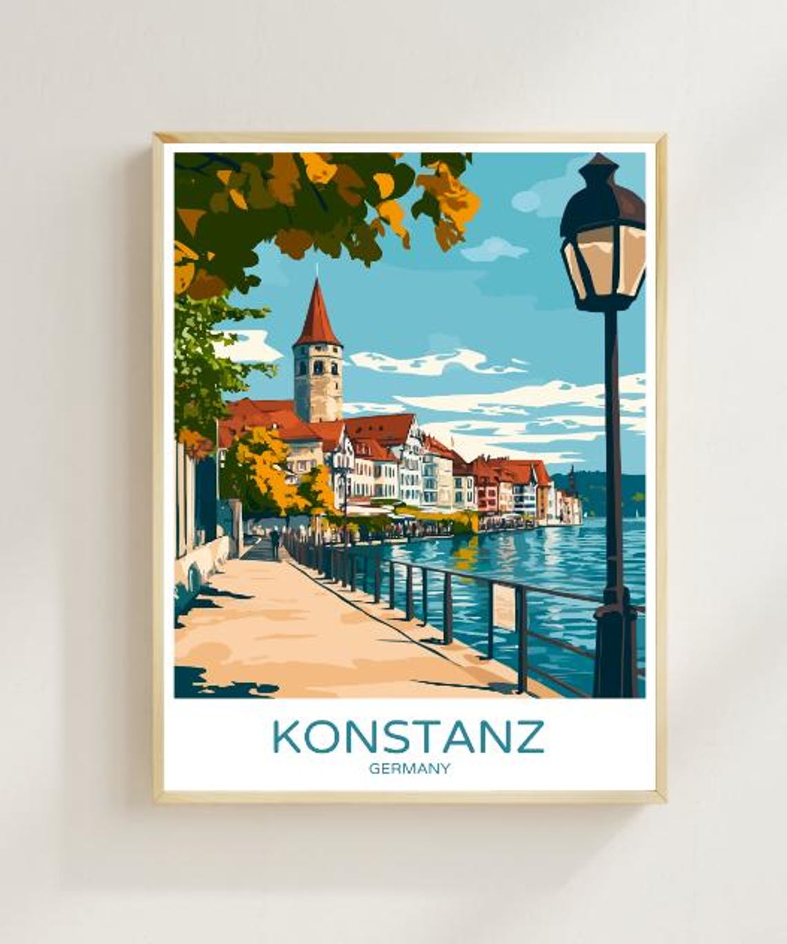 Konstanz Lake Constance Lakeside Promenade Autumn Afternoon Poster