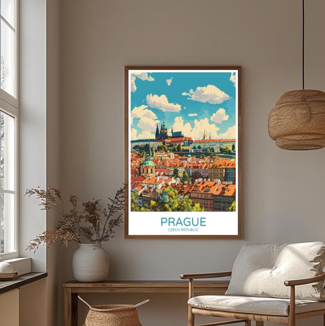 Prague Castle Old Town Red Rooftops Czech Republic Travel Poster - Image 3