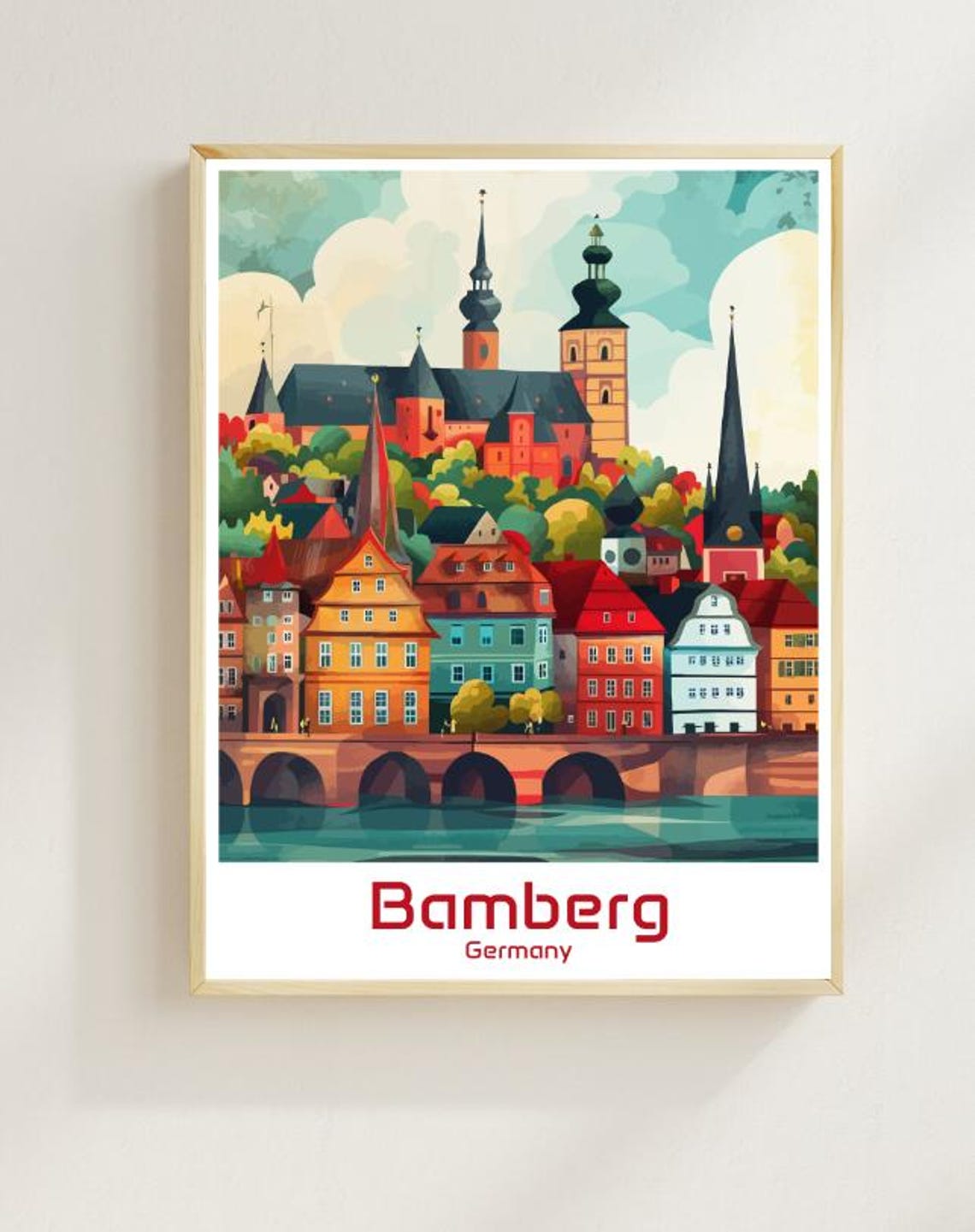 Bamberg Germany Old Town Bridge Colorful Architecture Poster