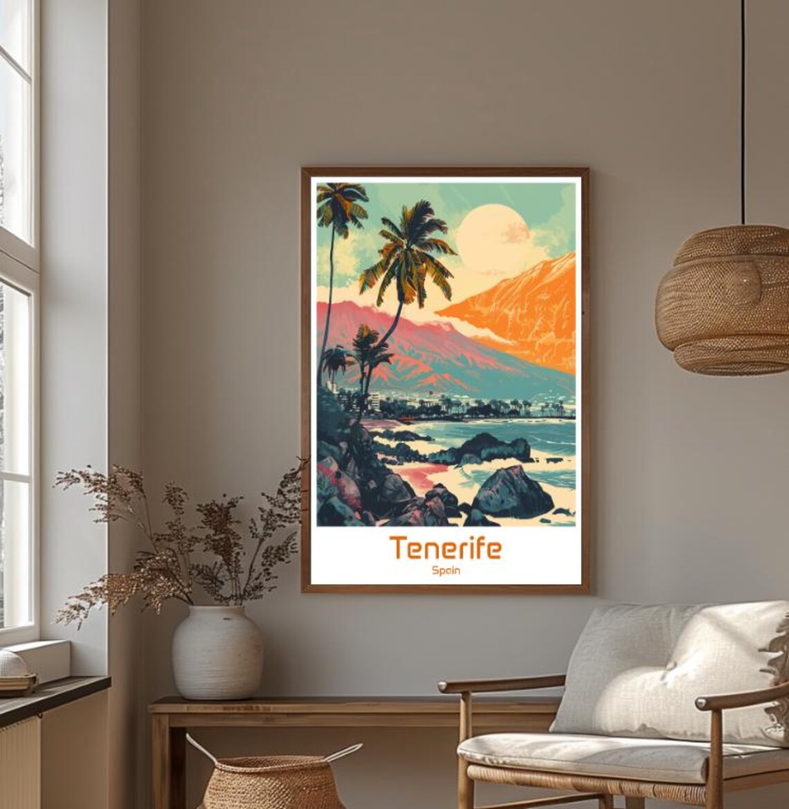 Tenerife Spain Volcano Coastline Palm Trees Vintage Travel Poster - Image 4