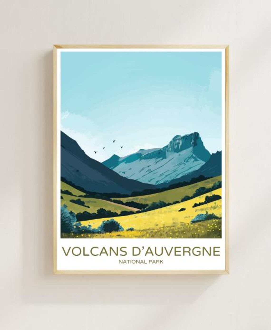 Volcans D'Auvergne National Park France Poster Volcano Meadow View
