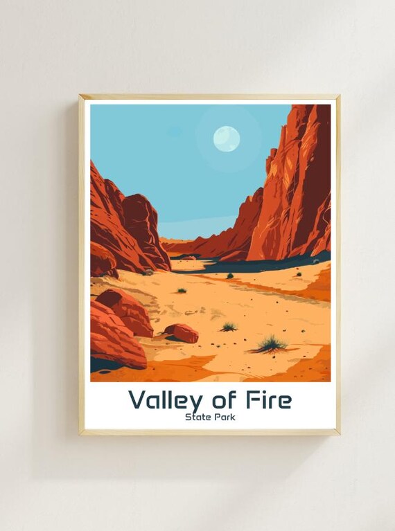 Valley Of Fire State Park Nevada Red Rock Canyon Under A Moonlit Sky Poster