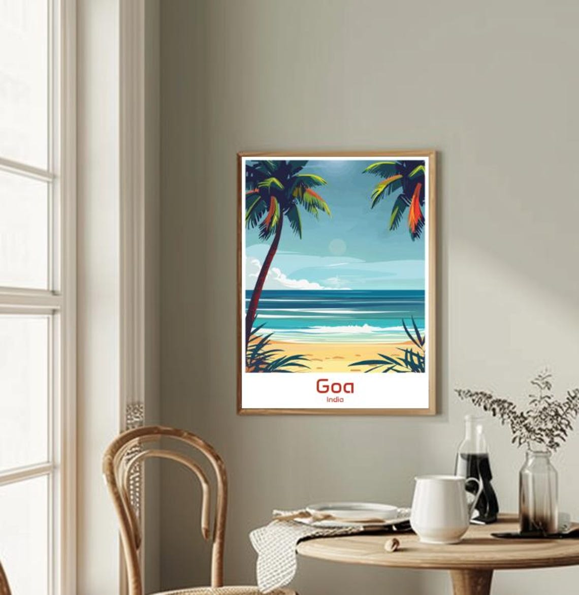 Goa India Beach Palm Trees Sunset Golden Tropical Shore Poster - Image 2
