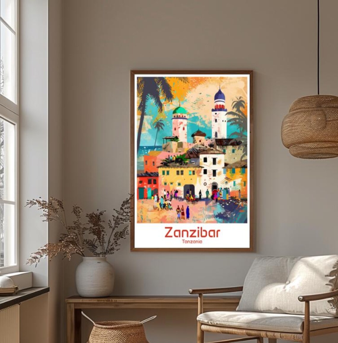 Zanzibar Tanzania Colorful Stone Town Harbor Mosques Travel Poster - Image 4