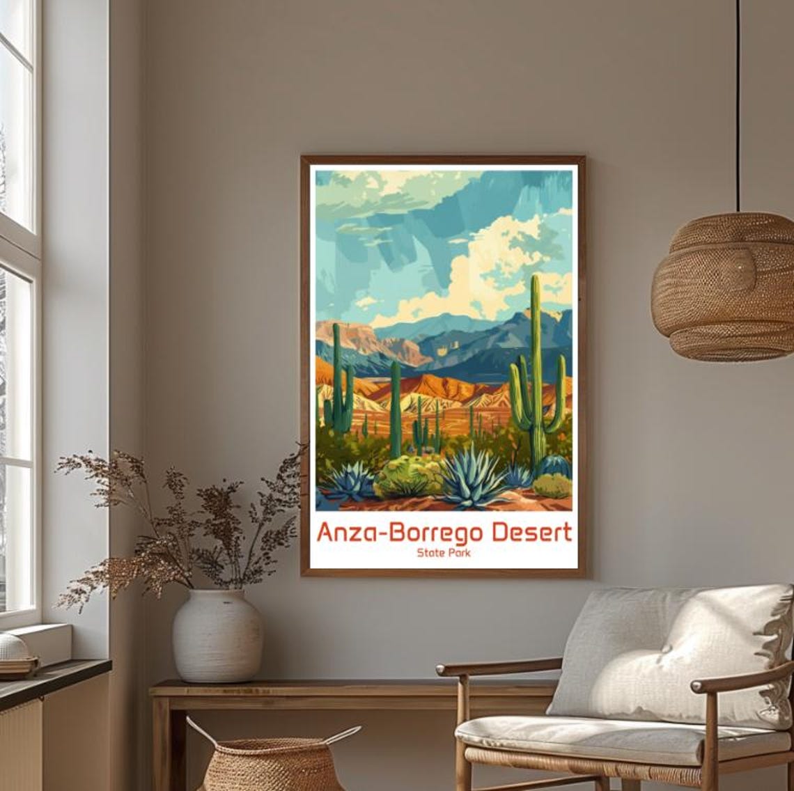 Anza Borrego Desert State Park Saguaro Cactus Sunset Scenic Poster - Image 4