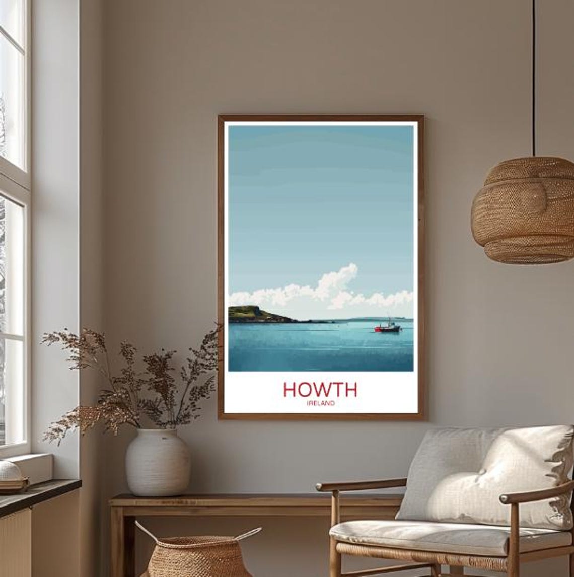 Howth Ireland Tranquil Harbor Boat Headland Seaside Travel Poster - Image 3