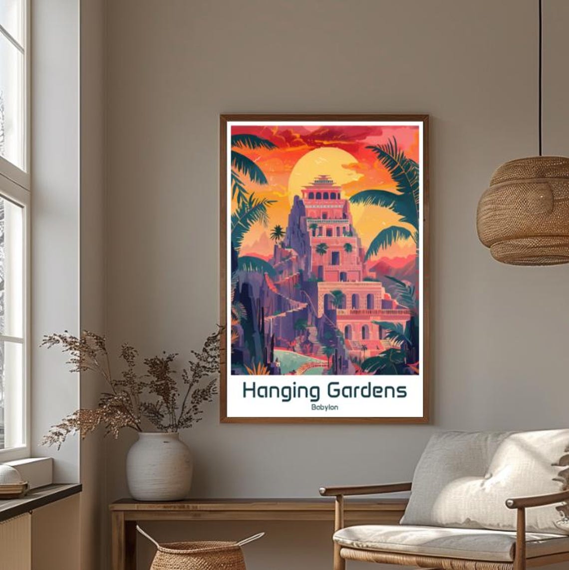 Hanging Gardens Of Babylon Ancient Wonder Sunset Palm Oasis Poster - Image 4