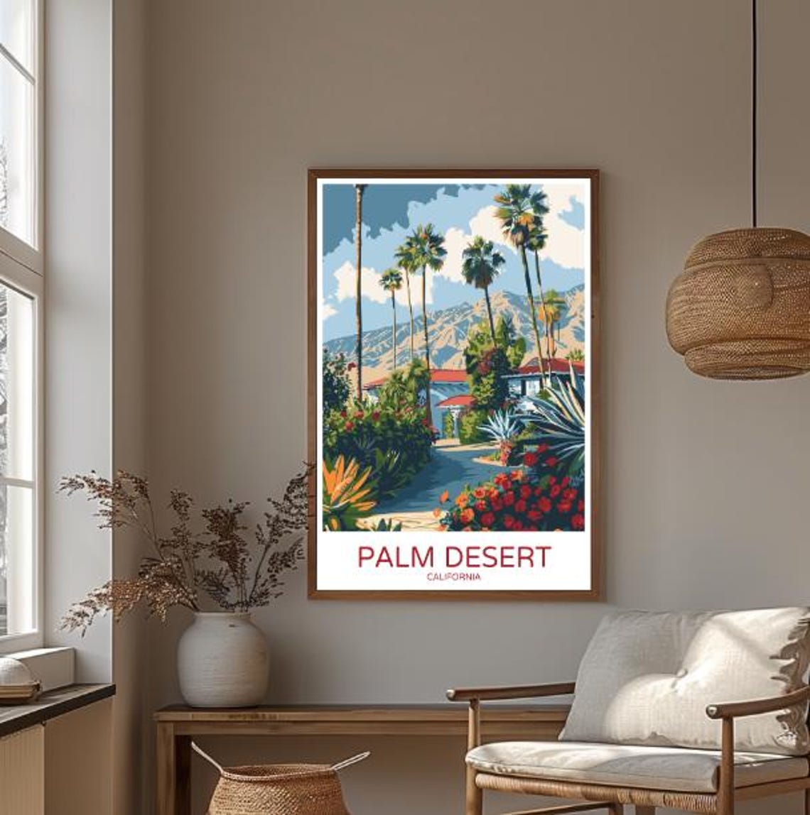 Palm Desert Palm Trees Villa and San Jacinto Mountains Poster - Image 3
