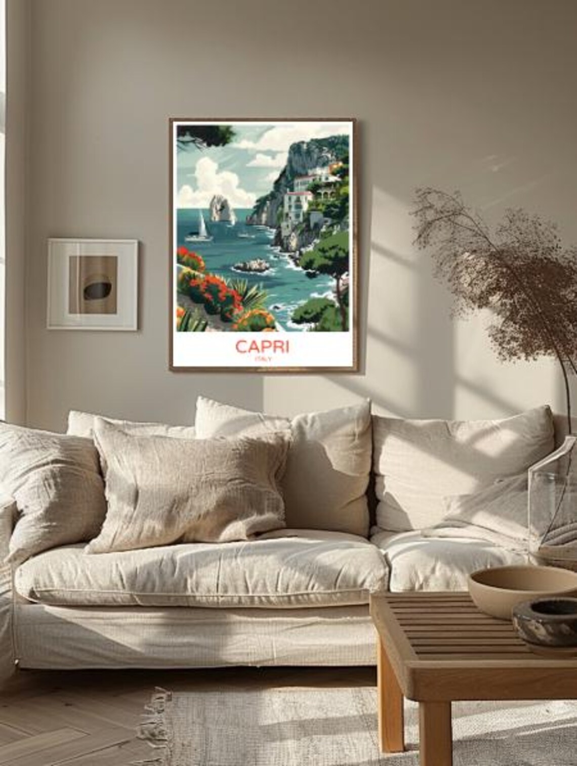 Capri Italy Travel Poster Faraglioni Rocks Sailboats And Cliffs View - Image 2
