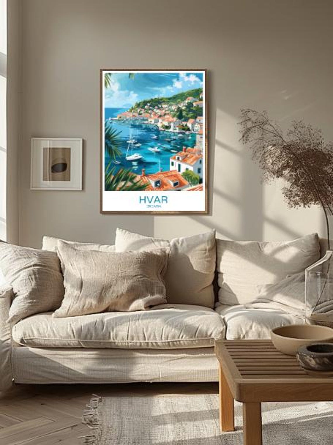 Hvar Croatia Travel Poster Showcasing the Adriatic Harbor and Old Town - Image 2