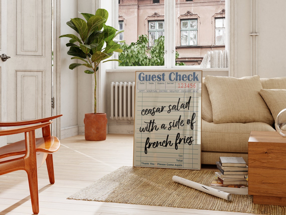 Guest Check Retro Diner Ticket Caesar Salad Funny Kitchen Wall Poster - Image 4