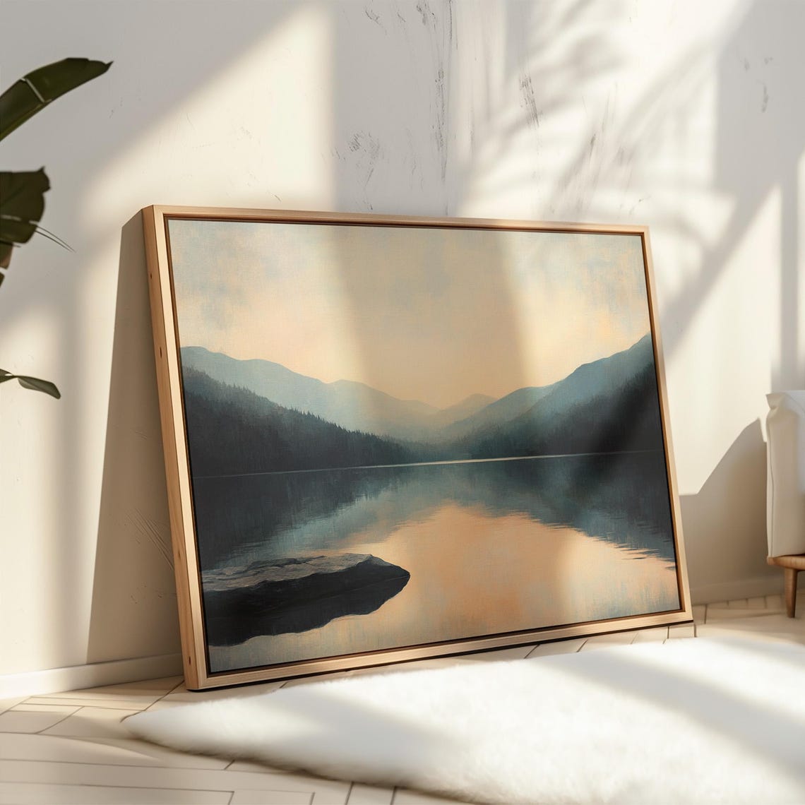 Minimalist Mountain Lake Wall Art Print Tranquil Sunset Reflection Nature Scene Soft Wilderness Decor For Modern Or Rustic Spaces - Image 5