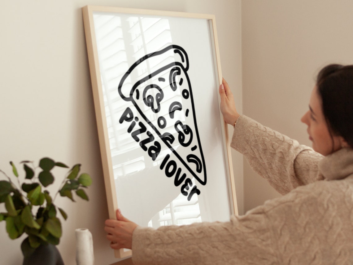 Pizza Lover Bold Slice Line Art Minimalist Kitchen Wall Poster - Image 3