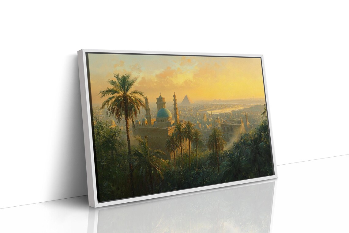 Golden Cairo Sunset, Egyptian Landscape Art Print - Image 4